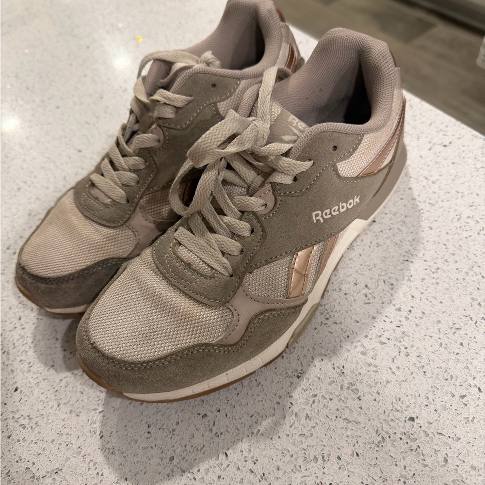 Reebok Olive and Cream Sneakers